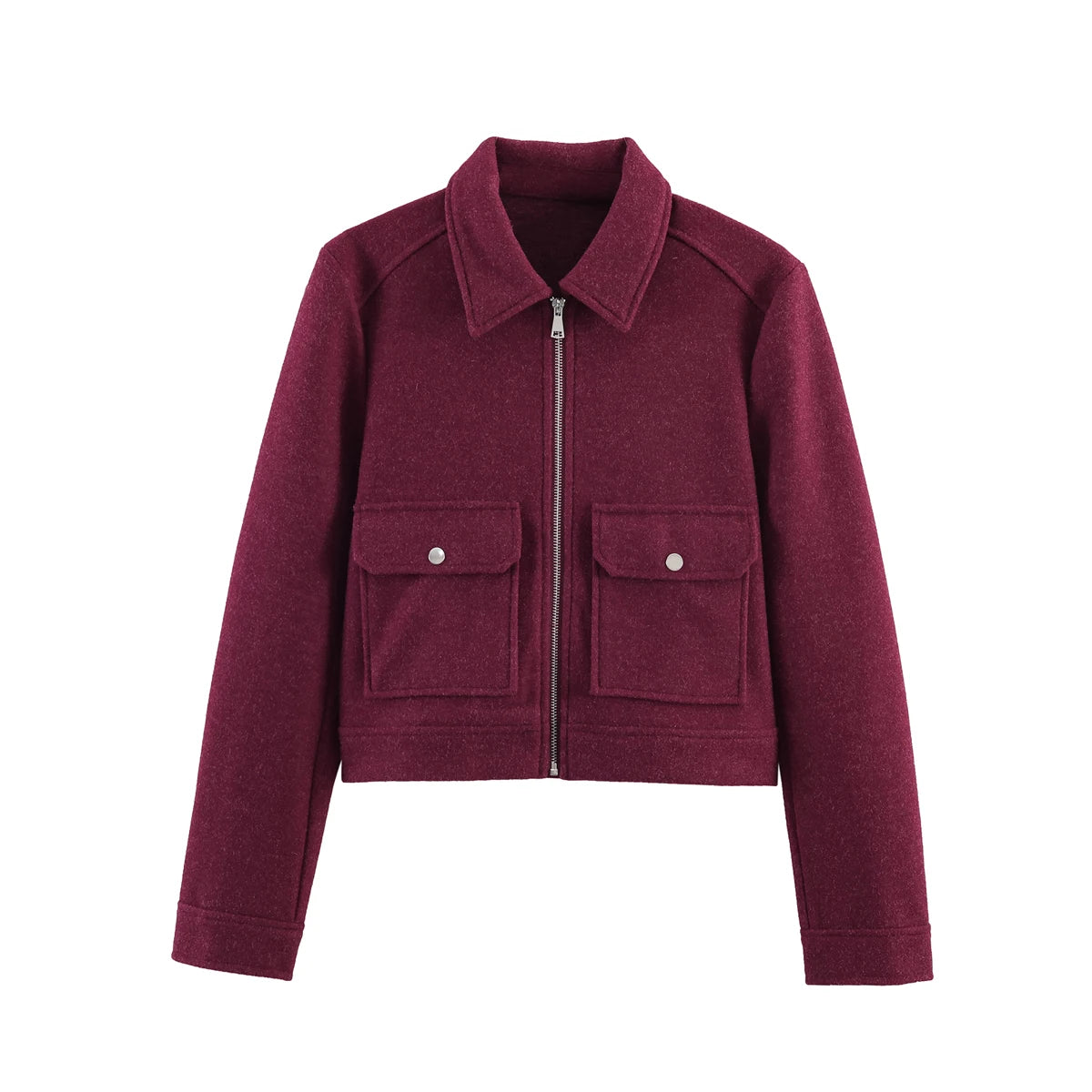 Women's Zipper Jacket Coat Winter Long Sleeve Pocket Outerwear Coat Short Street Elegant