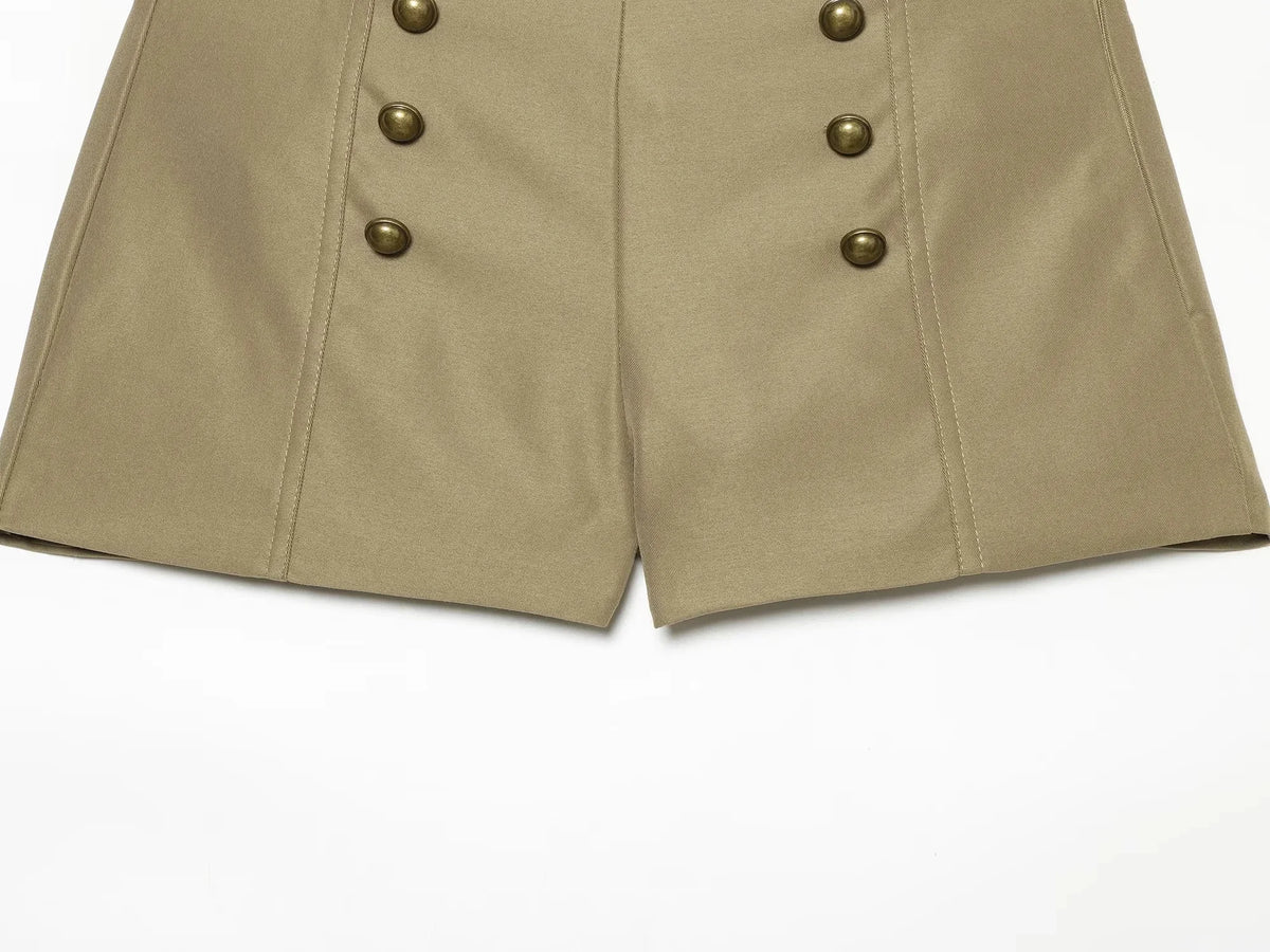 Women's High Street Casual Chic Shorts Suit Single Breasted Jacket Outfit Set