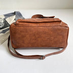 Women's Vintage PU Leather Tote Bag - Top Handle, Large Capacity, Crossbody