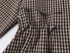Women's Plaid Trench Coat Single-Button Casual Fashion Autumn Outwear