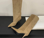 Women's Faux Suede Knee-High Boots with Pointed Toe