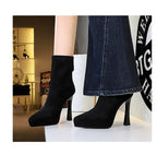 Women’s Suede Ankle Boots – Pointed Toe Platform Stiletto