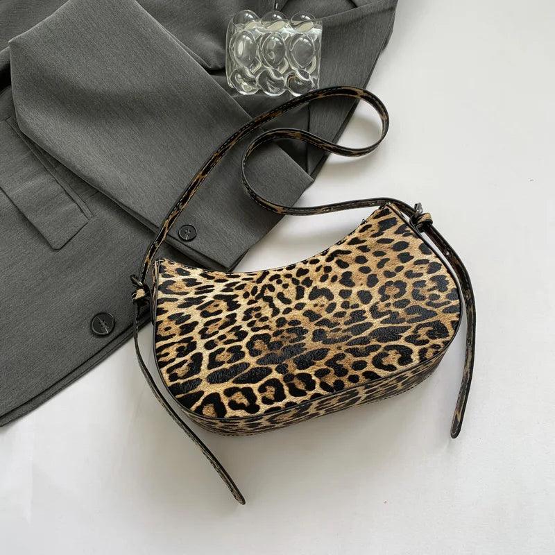 Leopard Leather Shoulder Bags Women Small Zipper Belt Zip Buckle Style Underarm