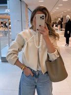 Women’s Cropped Sports Jacket Zip-Up Long Sleeve