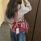 Women's PU Leather Underarm Shoulder Bag – Zipper, Adjustable Strap