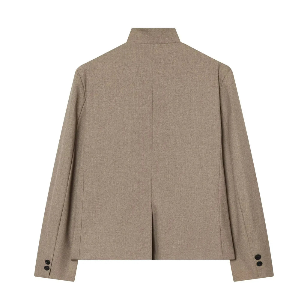Women's Autumn Blazers Jackets 2026 High Neck Double Button Fashion Elegant Blazers