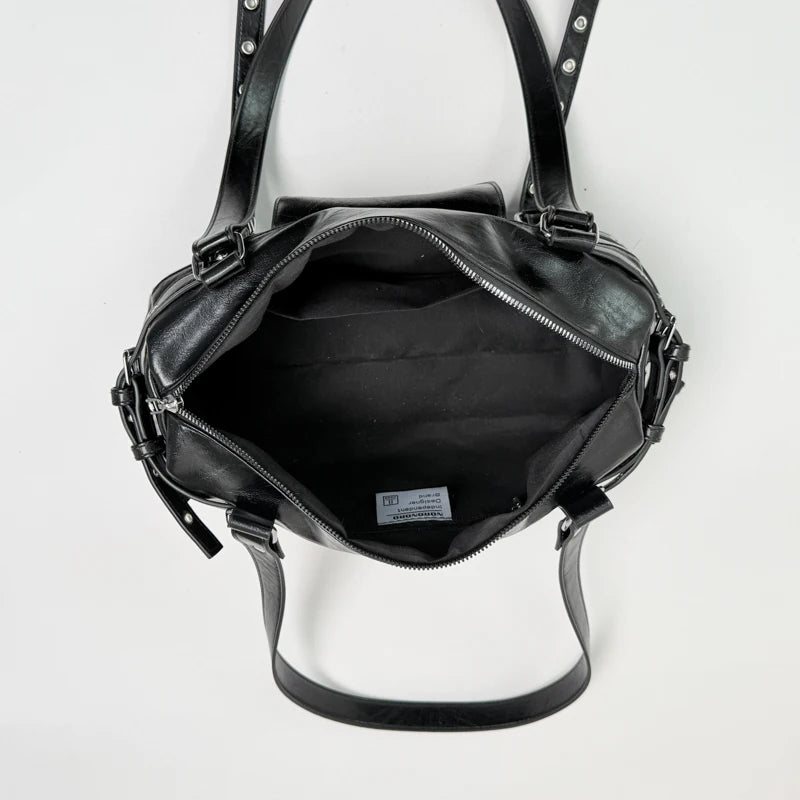 Women's PU Leather Baguette Crossbody Bag Street Style, Zipper Closure