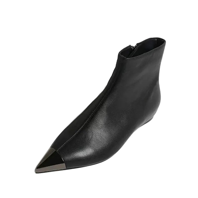 Arden Furtado Women's Winter Ankle Boots – Side Zip Metal Toe Height Increasing Heel