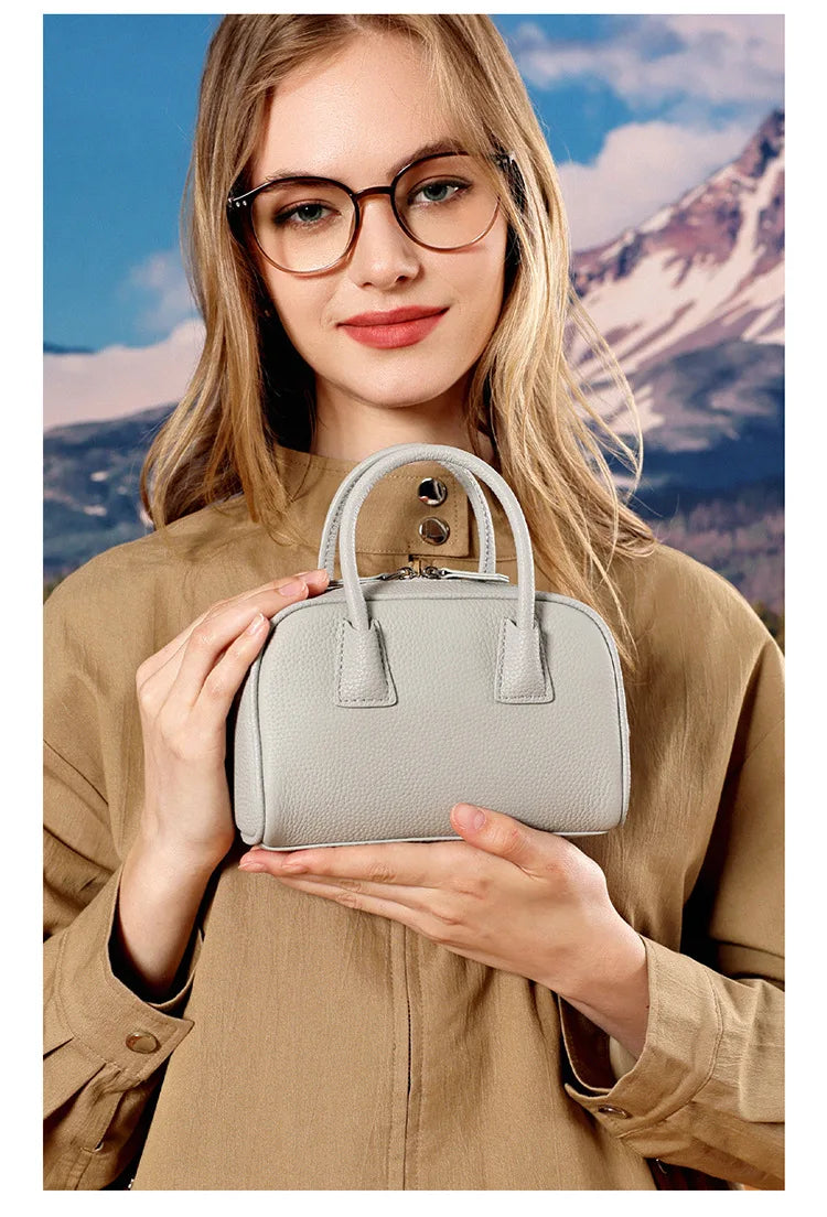 Women's Genuine Cowhide Leather Satchel – Pillow Crossbody Shoulder Bag
