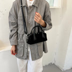 Women's Small Boston-Style PU Crossbody Bag with Zipper
