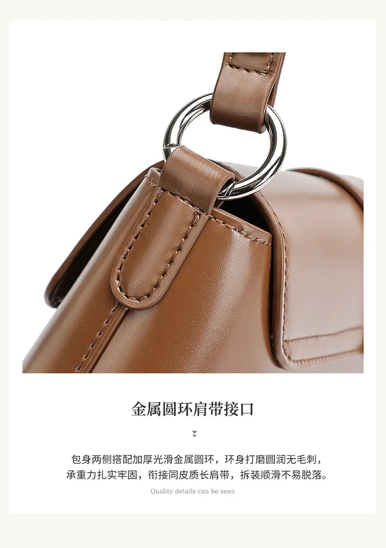Women's Genuine Leather Baguette Shoulder Bag – Vintage Cowhide Crossbody