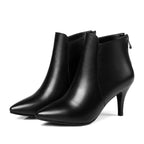 Arden Furtado Women's Genuine Leather Ankle Boots – Pointed Toe Chunky Heels