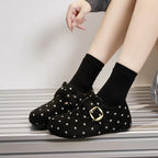 Zapatillas Planas Sin Cordones con Hebleta Retro y Motivo de Lunares para Mujer