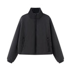 Women's Fashion Jackets Coats Front Zipper With Pockets Solid High Neck Long Sleeves Chic Lady Outfits