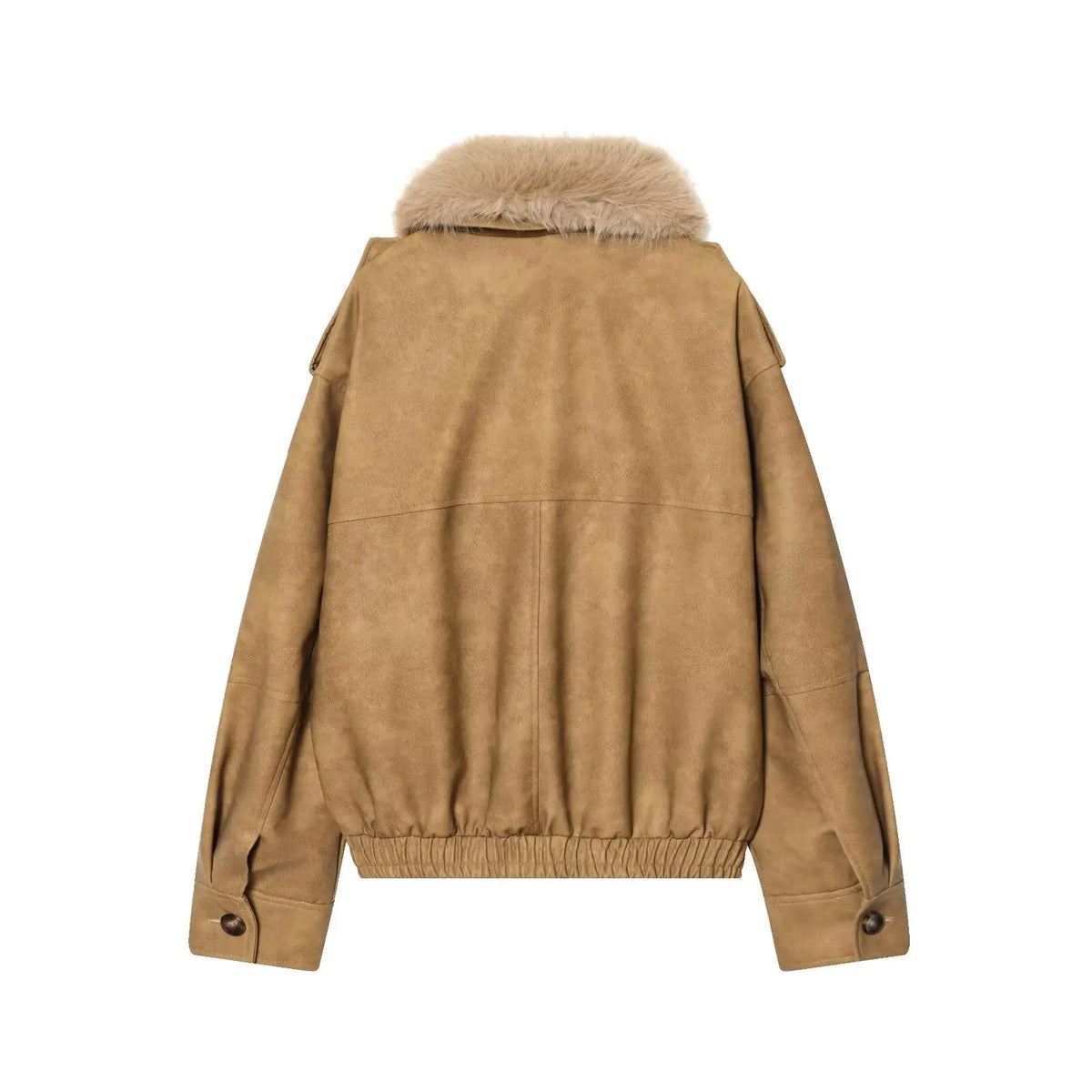Women's  Faux Fur Collared Zip-Up Jacket with Pockets