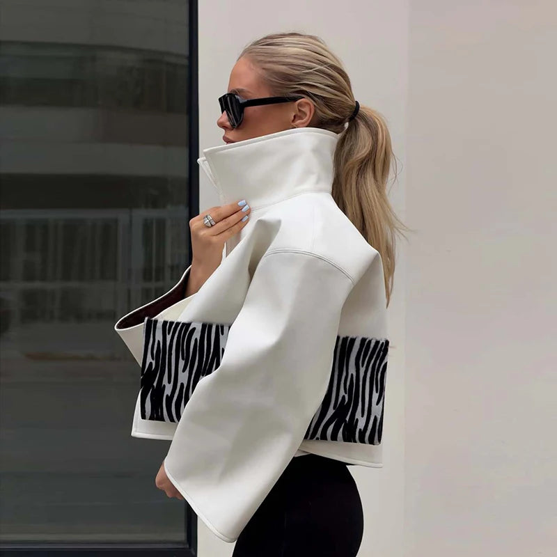 Urban Solid Pu Leather Women Jacket Street Stand Collar Long Sleeve Female Outwear 2026 Autumn Winter Chic New Lady Streetwear