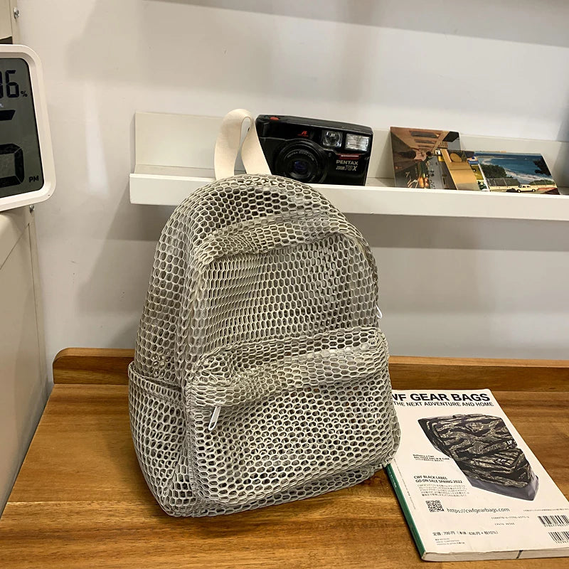 Small Mesh Backpack for Women - 2025 Travel Backpacks GRAY 23.5cmx10cmx29.5cm S5140a18ab65945c7a0437d404f4b91adp STYLEINGER