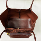 Women's Leopard Print Faux Leather Tote Shoulder Bag