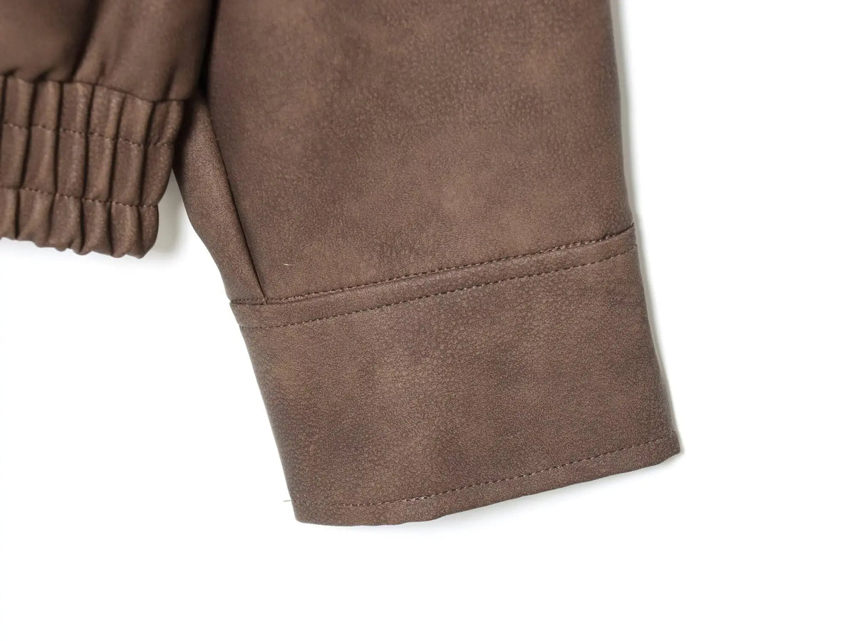 Women's  Faux Fur Collared Zip-Up Jacket with Pockets