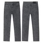 Men's Jeans Slim Straight Leg Mid-Rise Smart Casual Garment-Washed Denim Pants