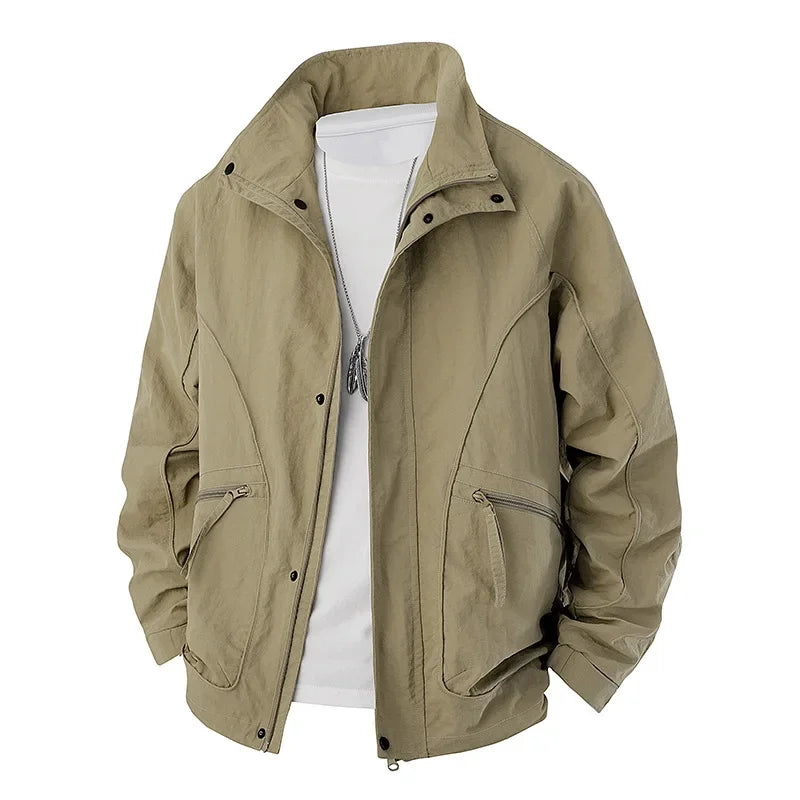Men's Slim-Fit Zip-Up Baseball Collar Jacket