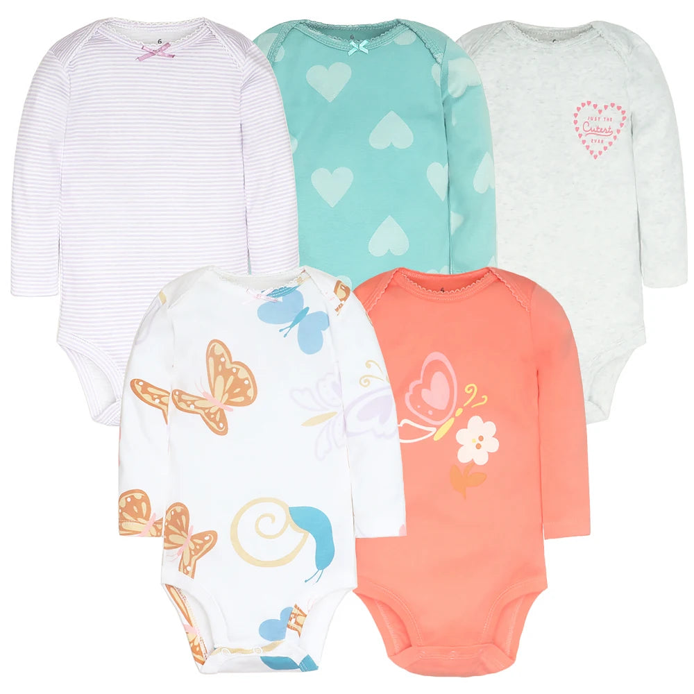 Long Sleeve Baby Bodysuits 100% Cotton Unisex Infant Jumpsuit
