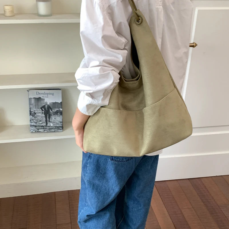Women's Hobo Bag Vintage Large-Capacity Soft Faux-Suede Hasp Shoulder Bag with Phone Pocket