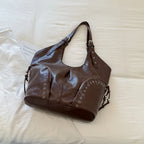 Women's Faux Leather Hobo Shoulder Bag with Zipper Closure