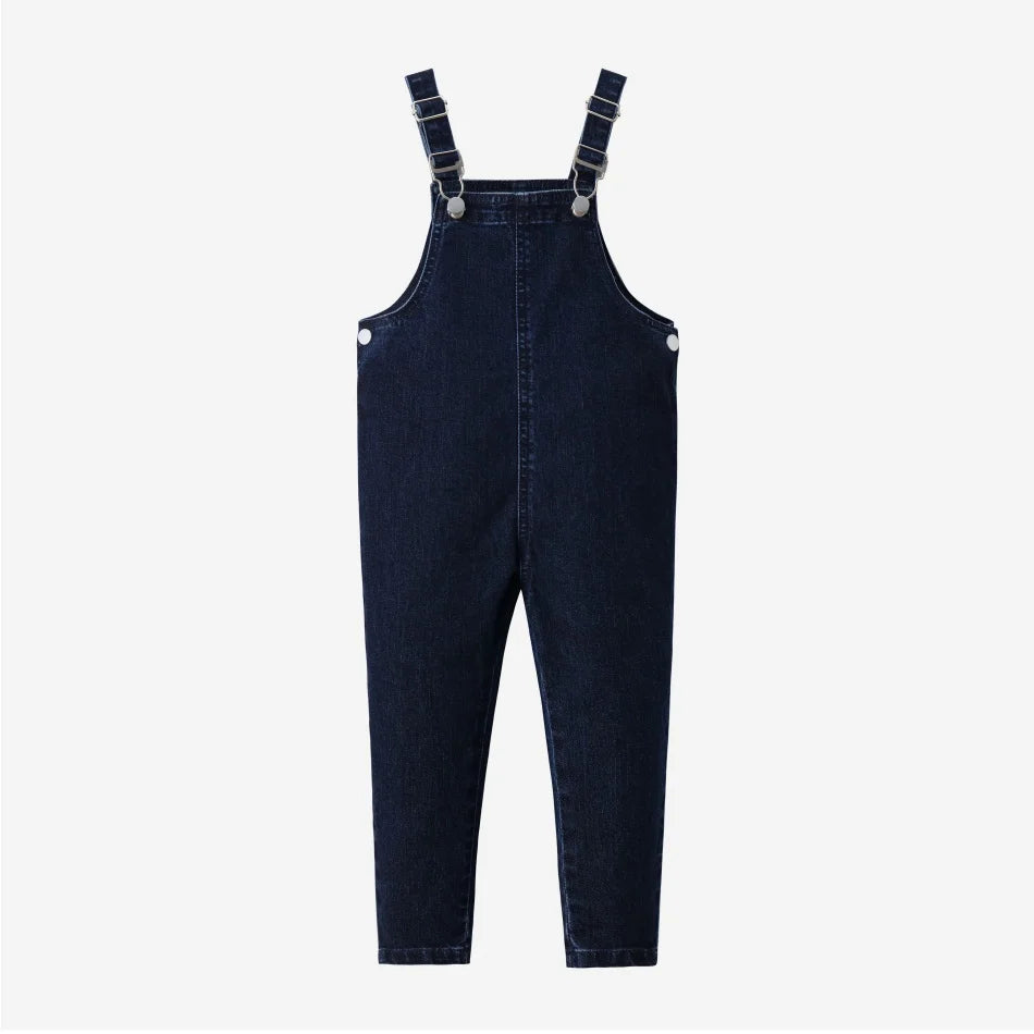 Vestido Varsity de Denim Azul Marinho para Crianças com Bordado