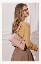 Women's Genuine Leather Baguette Shoulder Bag – Vintage Cowhide Crossbody