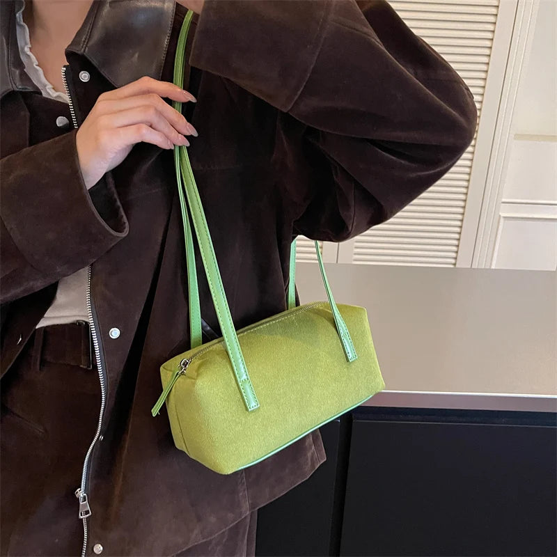 Women's Shoulder Bag Vintage Small PU Leather Zipper Underarm Tote Bag with Phone Pocket