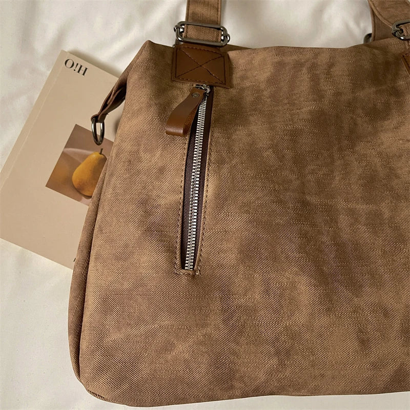Women's Faux Leather Shoulder Bag with Zipper Closure