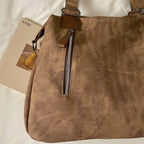 Women's Faux Leather Shoulder Bag with Zipper Closure