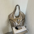 Women's Faux Leather Hobo Shoulder Bag with Zipper Closure