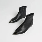 Arden Furtado Women's Winter Ankle Boots – Side Zip Metal Toe Height Increasing Heel