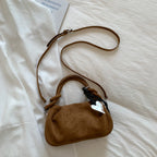 Women's Faux Suede Leather Crossbody Bag with Short Handle