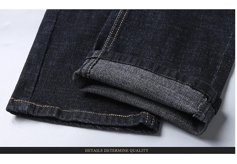 Men's Soft Straight Denim Pants Classic Business Black Biker Jeans Overalls Masculino Pantalone Hombre Mannen Homme