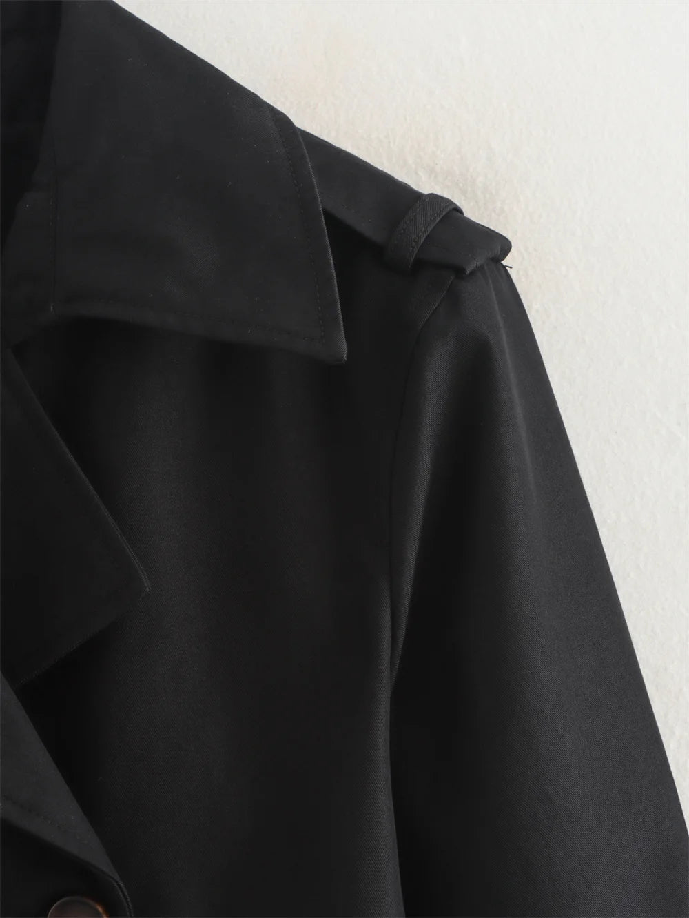 Women's Cropped Trench Coat Autumn Jacket Women Streetwear Double Breasted Long Sleeve