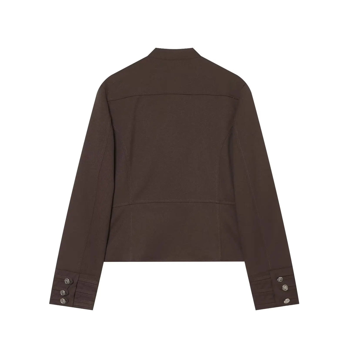 Casaco Feminino Estilo Militar com Fecho e Detalhes de Botões