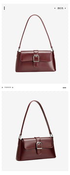 Women's Genuine Leather Baguette Shoulder Bag – Vintage Cowhide Crossbody