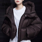 Women's Cropped Hooded Puffer Jacket with Pockets