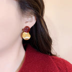 Women's Wine Red Enamel & Gold-Tone Drop Earrings