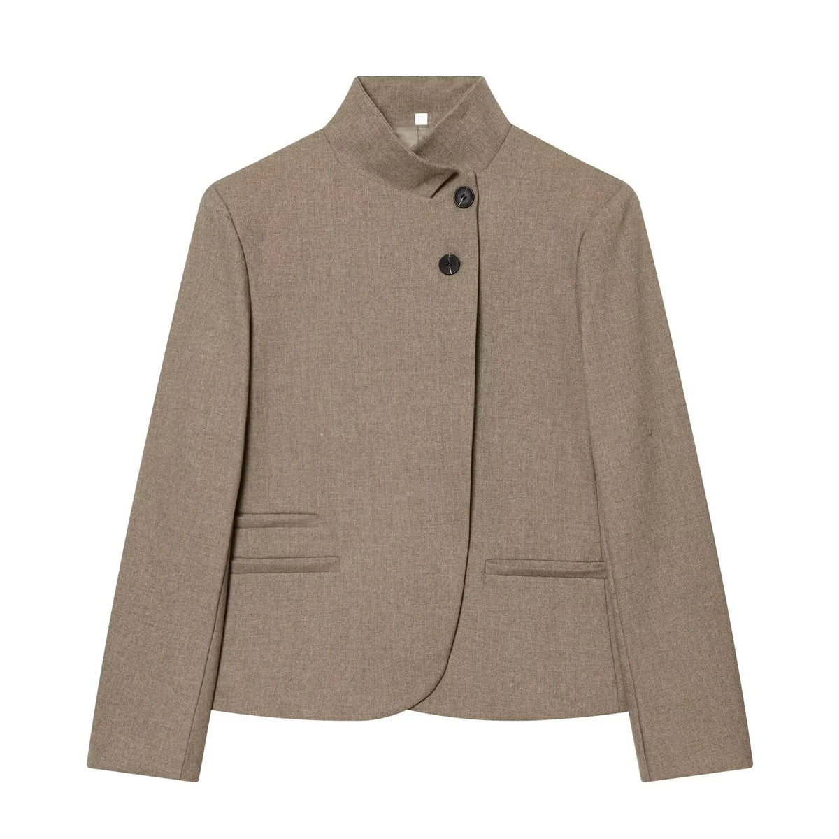 Women's Blazer Single-Breasted Stand-Collar Pocketed Long-Sleeve Casual Broadcloth Blazer Jacket