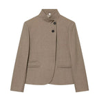Women's Autumn Blazers Jackets 2026 High Neck Double Button Fashion Elegant Blazers