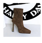 Women’s Suede Ankle Boots – Pointed Toe Platform Stiletto