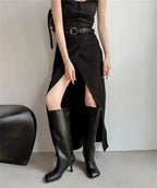 Women's Square Toe Knee-High Boots with Slim Heels