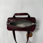 Women's Small Boston-Style PU Crossbody Bag with Zipper