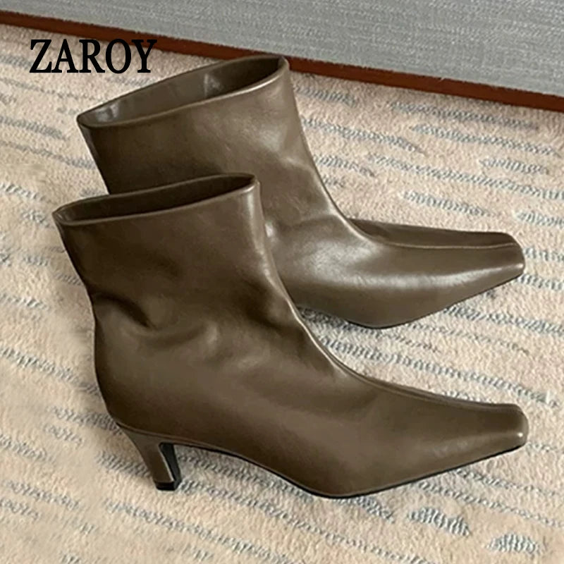 Women's Minimalist Square-Toe Slip-On Ankle Boots