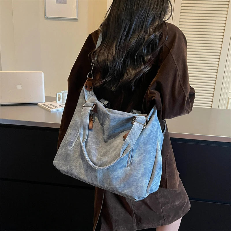 Women's Faux Leather Shoulder Bag with Zipper Closure