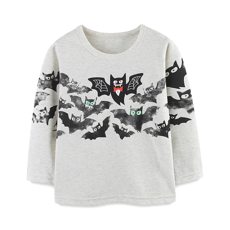 Boys' T-Shirt Cotton Cartoon Halloween Print Short-Sleeve O-Neck Kids Top 3Pcs